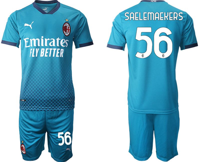 Men 2020-2021 club AC milan away #56 blue Soccer Jerseys